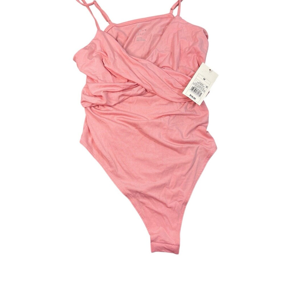 A New Day Women's Size M Coral Pink Spaghetti Strapโ Crossover Bodysuit